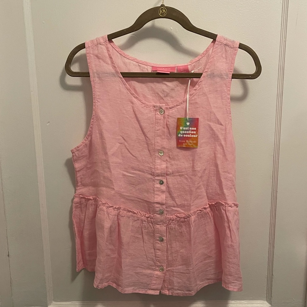 Isaac Mizrahi 100% linen tank top